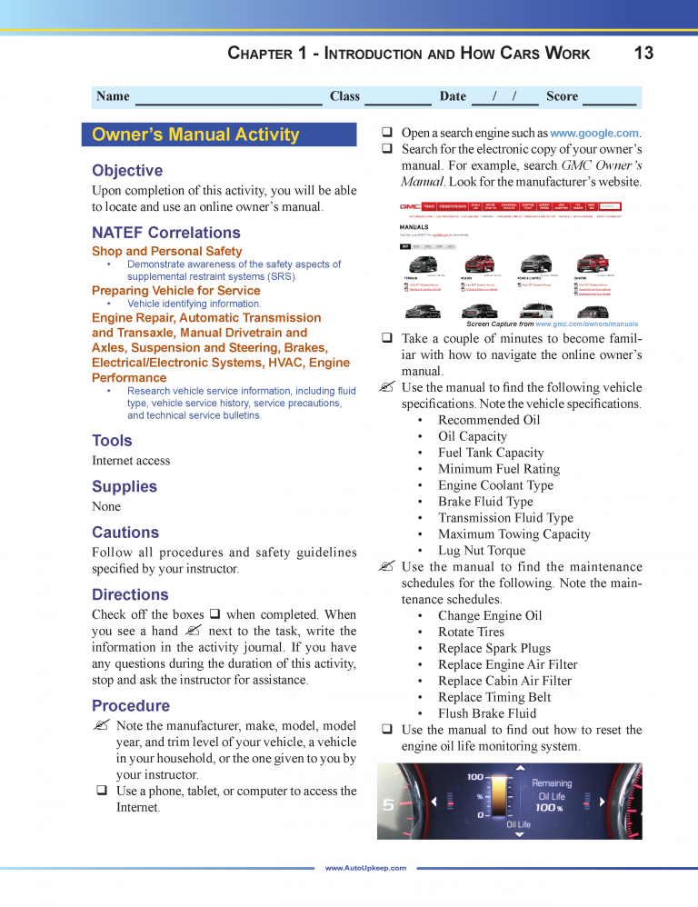 Auto Upkeep Workbook Page 13